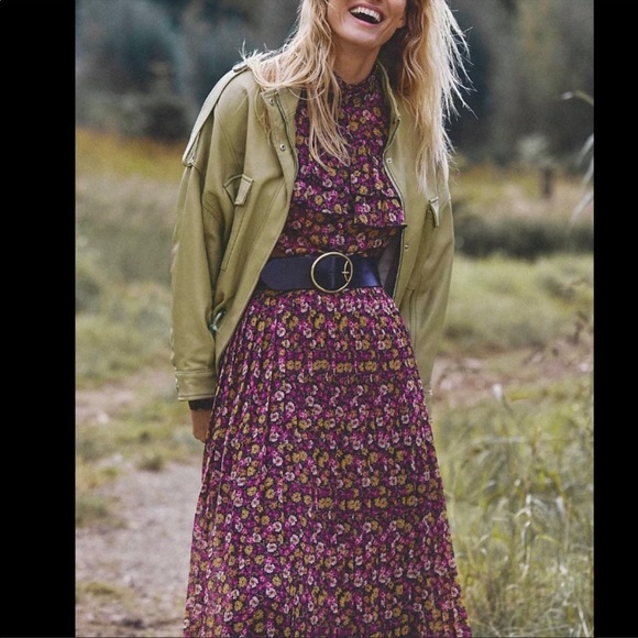 Ronny Kobo Ruffle Design Cut-Out Backless Floral Puff Sleeve Maxi Dress Pink - Picture 5 of 8